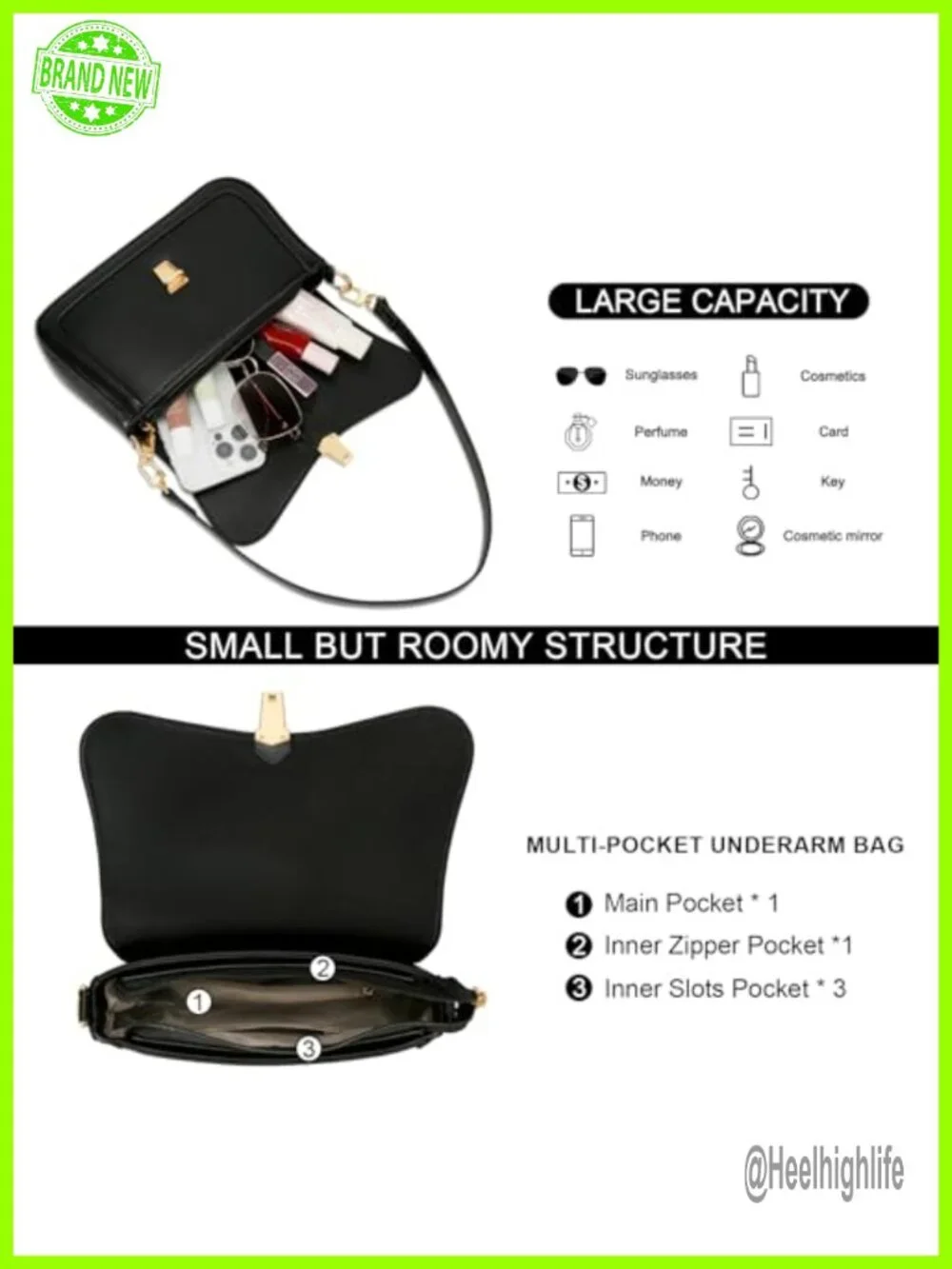 Faux Leather Mini Hobo Handbag with Detachable Chain Strap